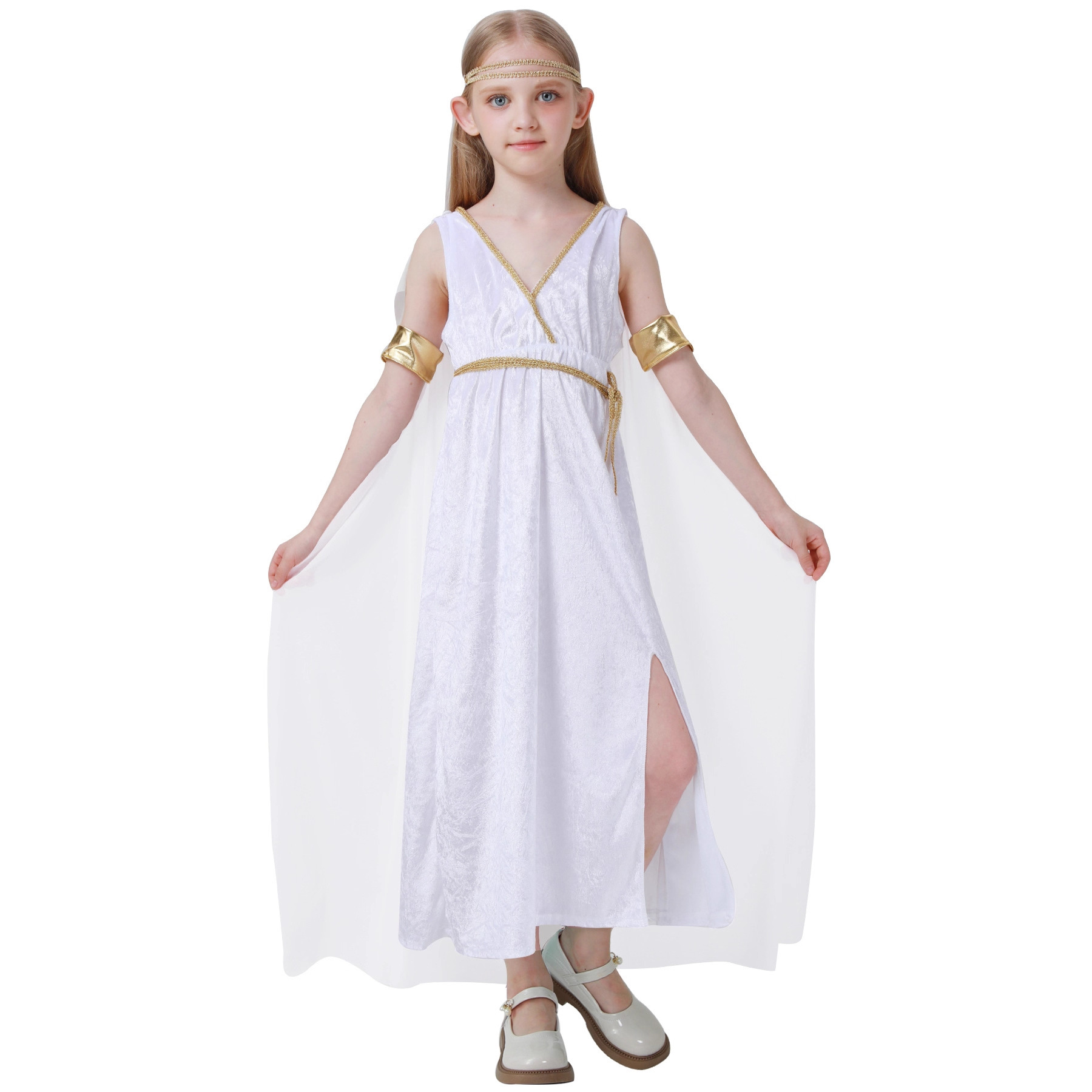 Ethnic Fashion Wear - Children's High Slit White Goddess National