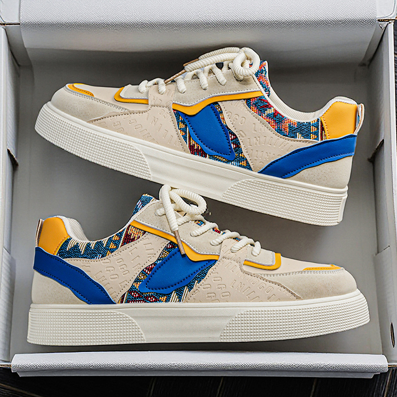 Ethnic Fashion Wear - Men's Vintage Patchwork Platform Sneakers -