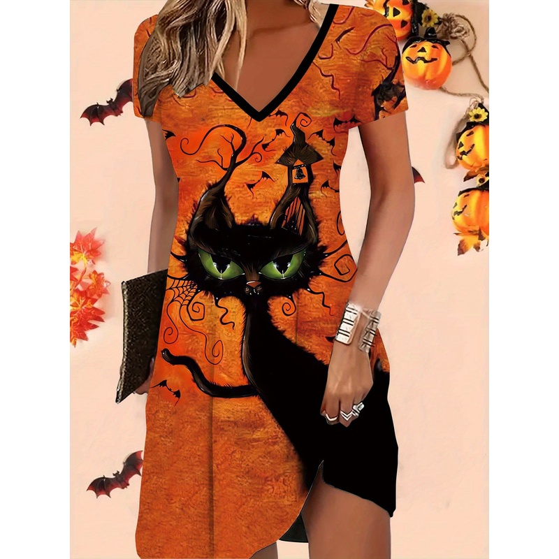 Halloween print with black cat - огляд і ціна Y2K Ethnic Fashion