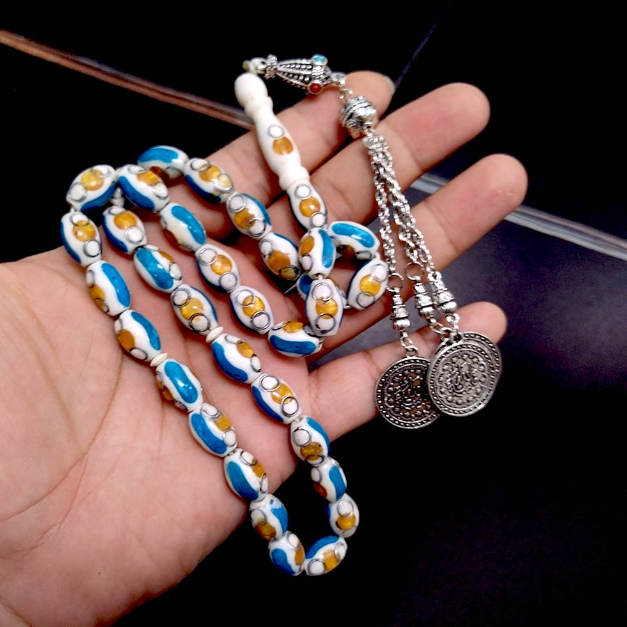 Camel bone Tasbih with Blue li - огляд і ціна Ethnic Fashion Online