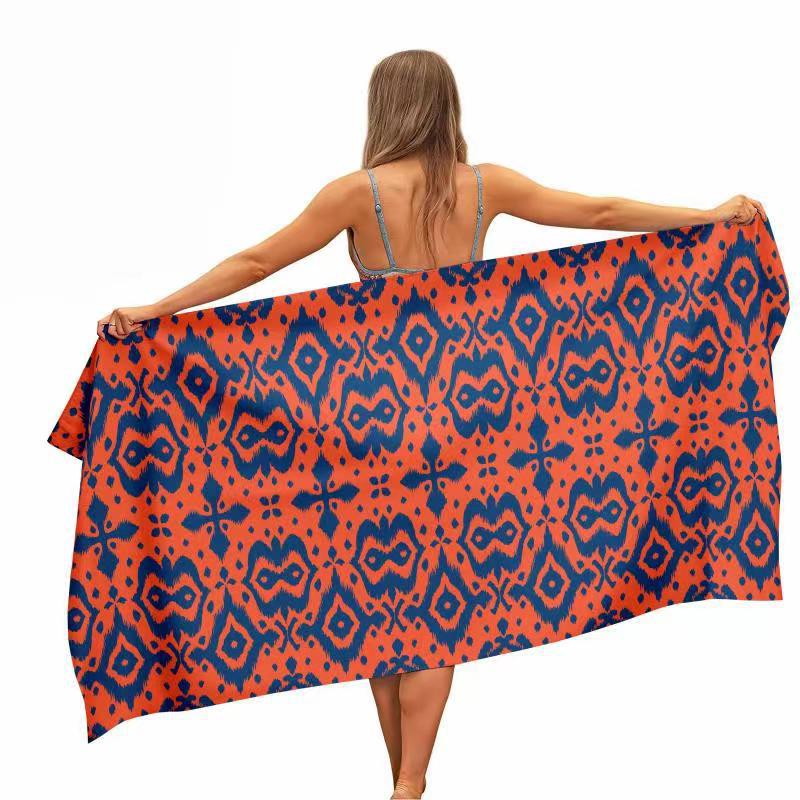 Orange Blue Ikat Print Beach T - огляд і ціна Ikat Woven Fabric