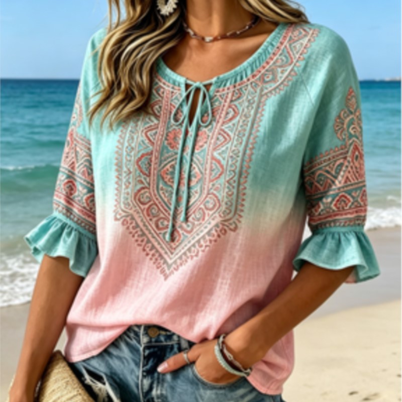 Women's Gradient Blue Pink Eth - огляд і ціна Ethnic Fashion Wear